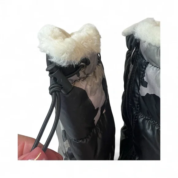 GlobalWin Women's Black & Gray Camouflage Snow Boots • Faux Fur Lining •Size 8.5 - Picture 14 of 16